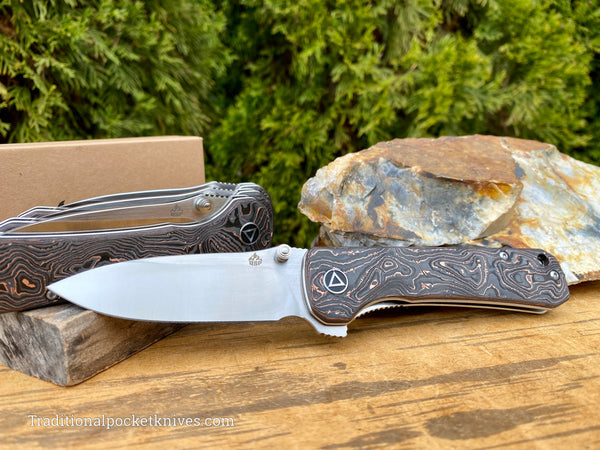 QSP Kitchen Knife 4'' Kritsuke Brass Copper Damascus Blade Desert Iron –  QSP KNIFE