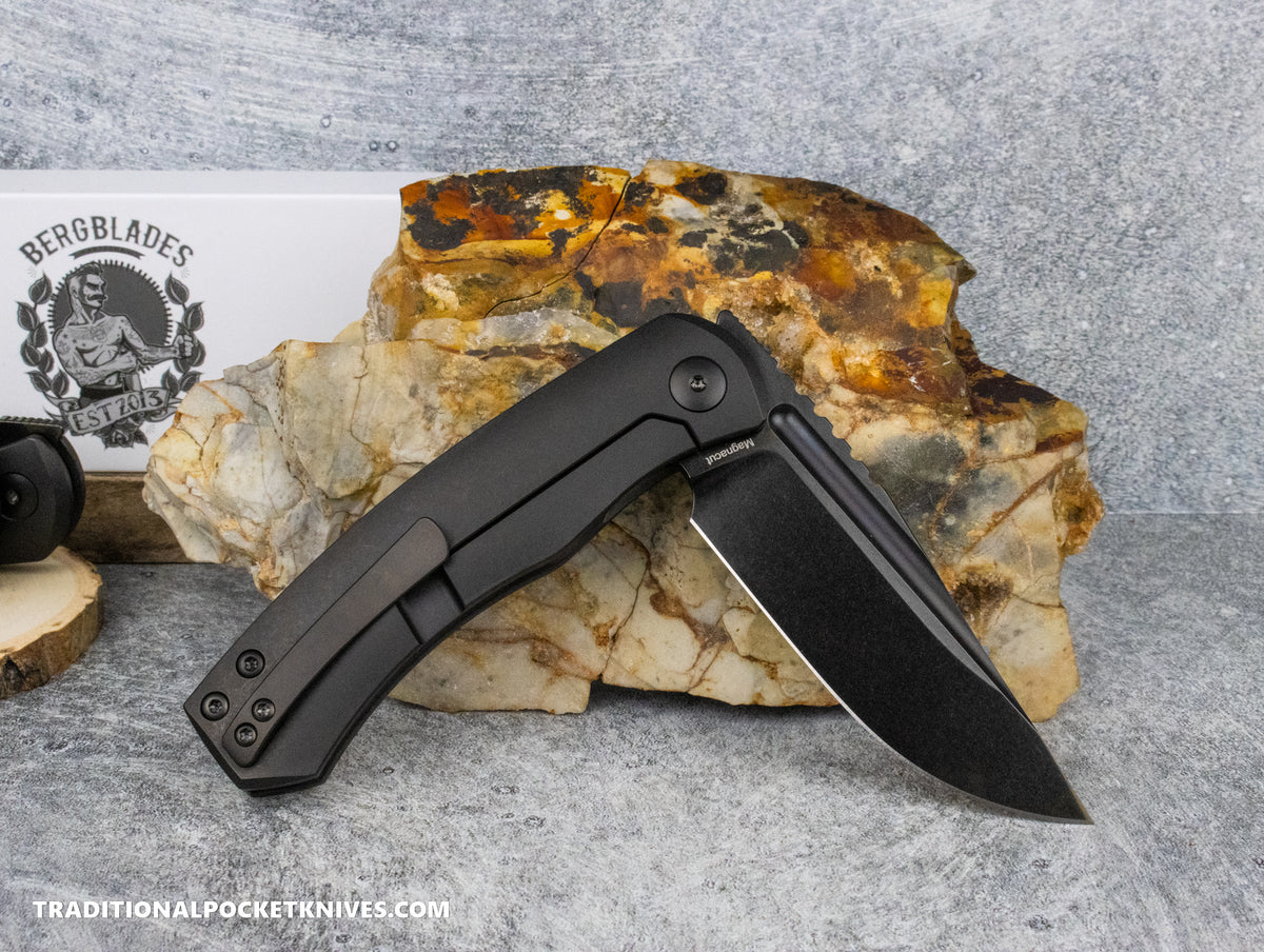 BergBlades Alpha Frame Lock DLC Titanium Polished Stonewashed DLC Magnacut