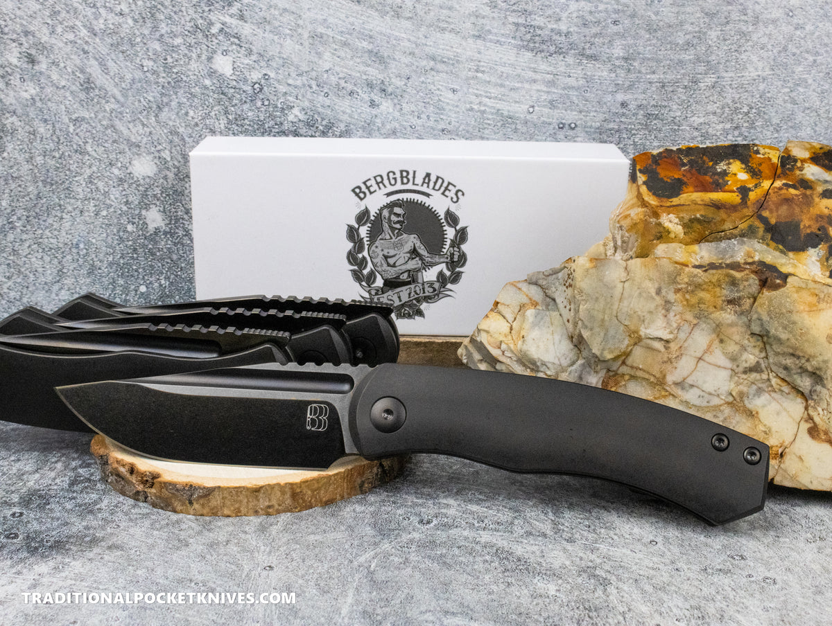 BergBlades Alpha Frame Lock DLC Titanium Polished Stonewashed DLC Magnacut