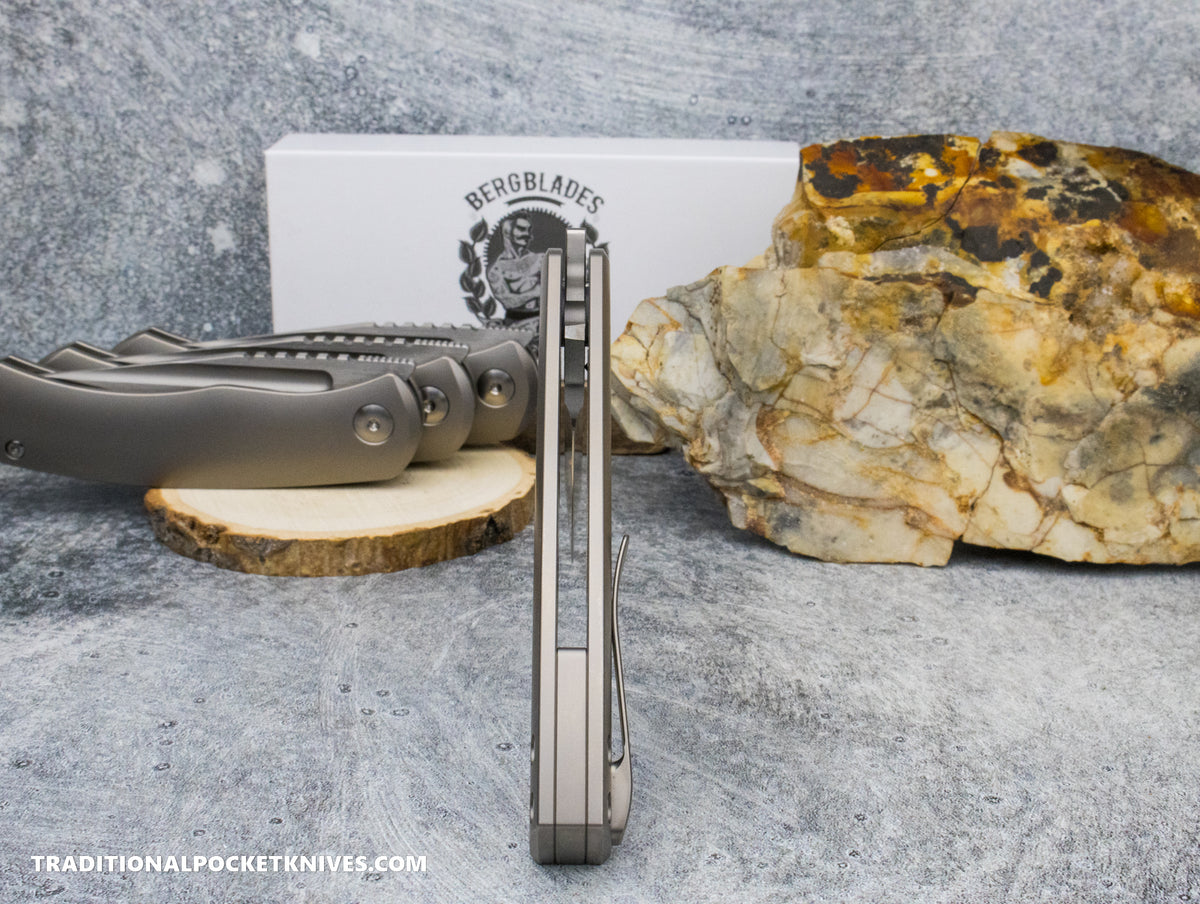 BergBlades Alpha Frame Lock Beadblast Satin Titanium Magnacut