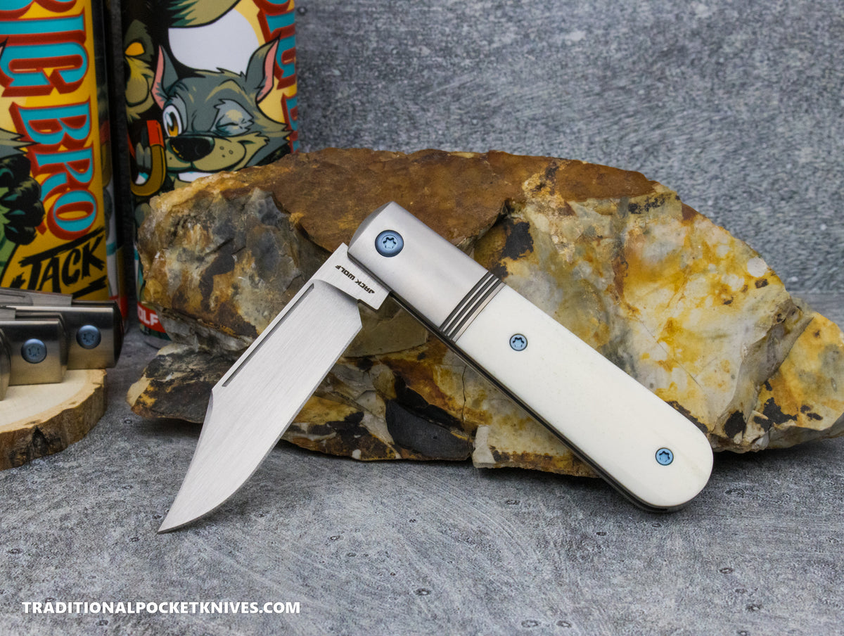 Jack Wolf Knives Big Bro Jack Smooth White Bone Hand Satin