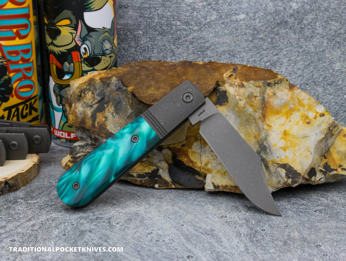 Jack Wolf Knives Big Bro Jack Kirinite Oz Green Blast and Tumble