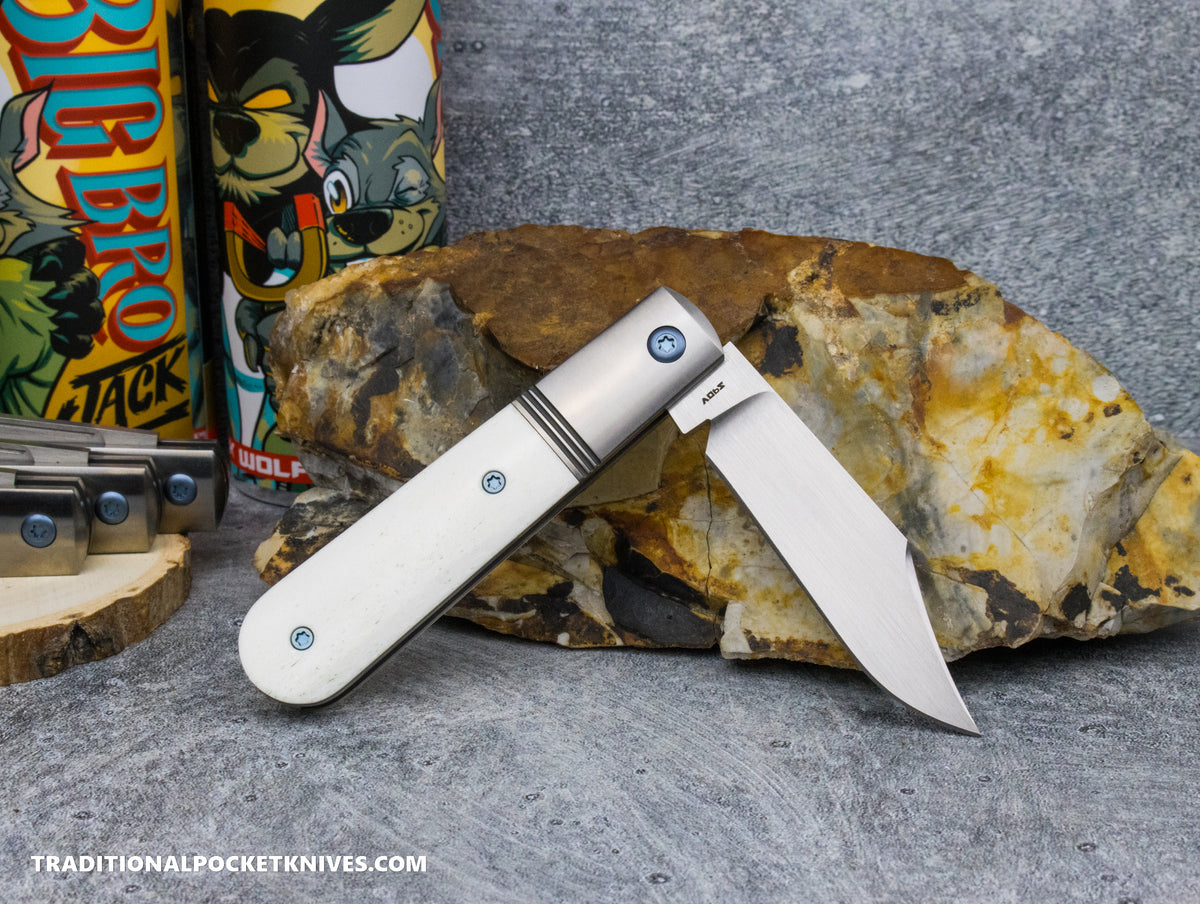 Jack Wolf Knives Big Bro Jack Smooth White Bone Hand Satin