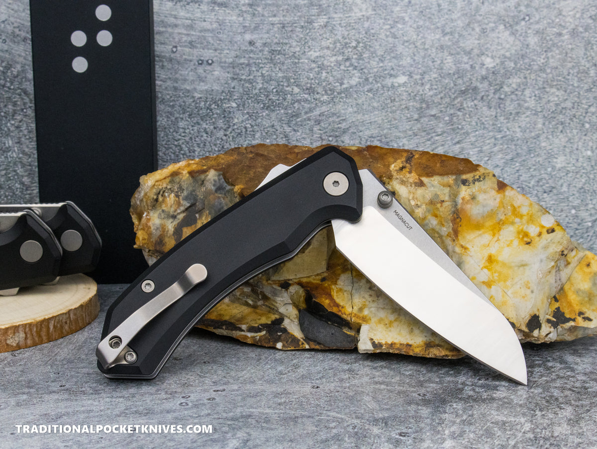 Tactile Knife Co. Chupacabra Black Aluminium Satin Magnacut Lynch Northwest Titanium Pocket Clip