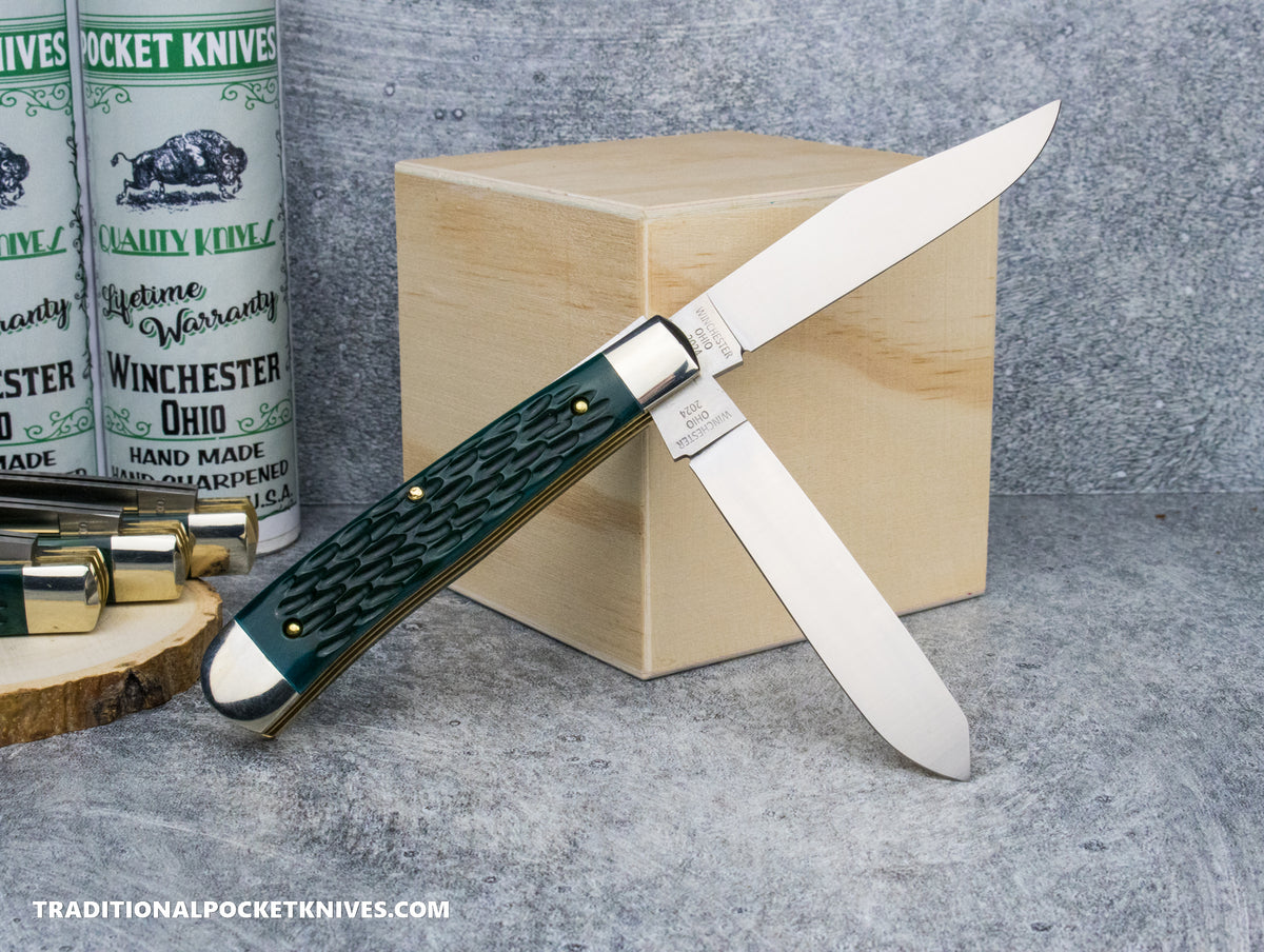 Cooper Cutlery Weed &amp; Co. Trapper Green Jigged Bone (6219 GJB)