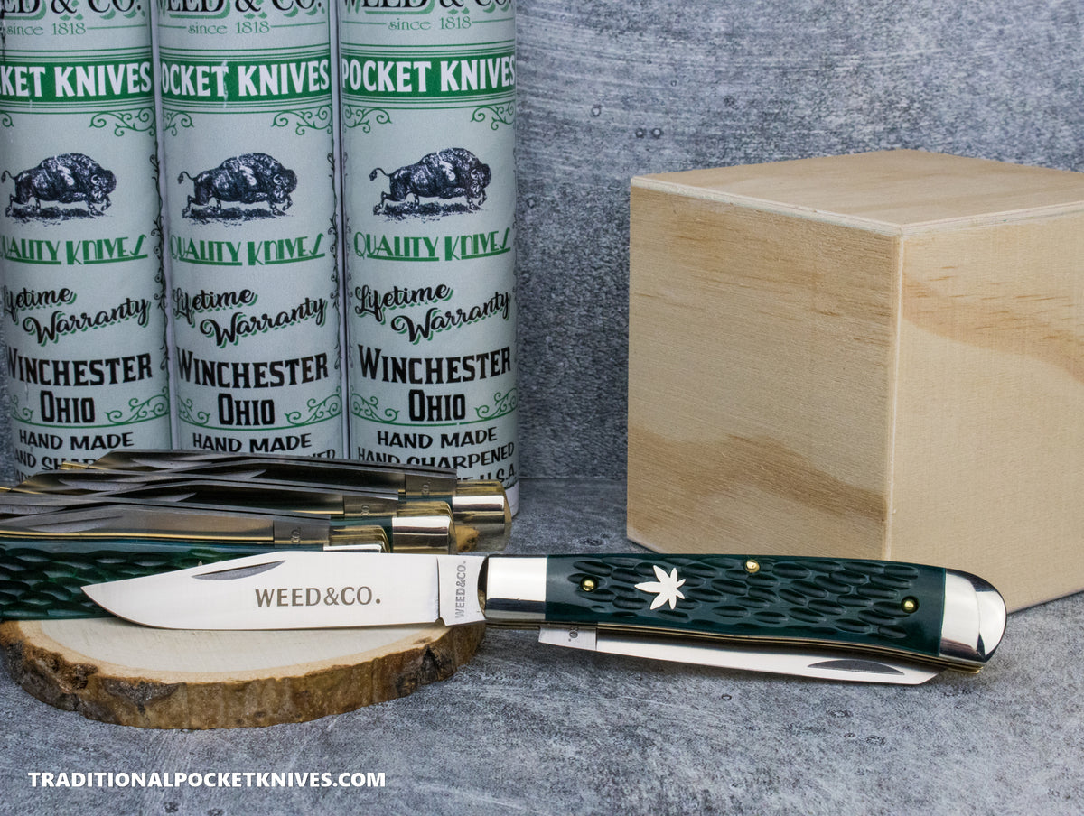 Cooper Cutlery Weed &amp; Co. Trapper Green Jigged Bone (6219 GJB)