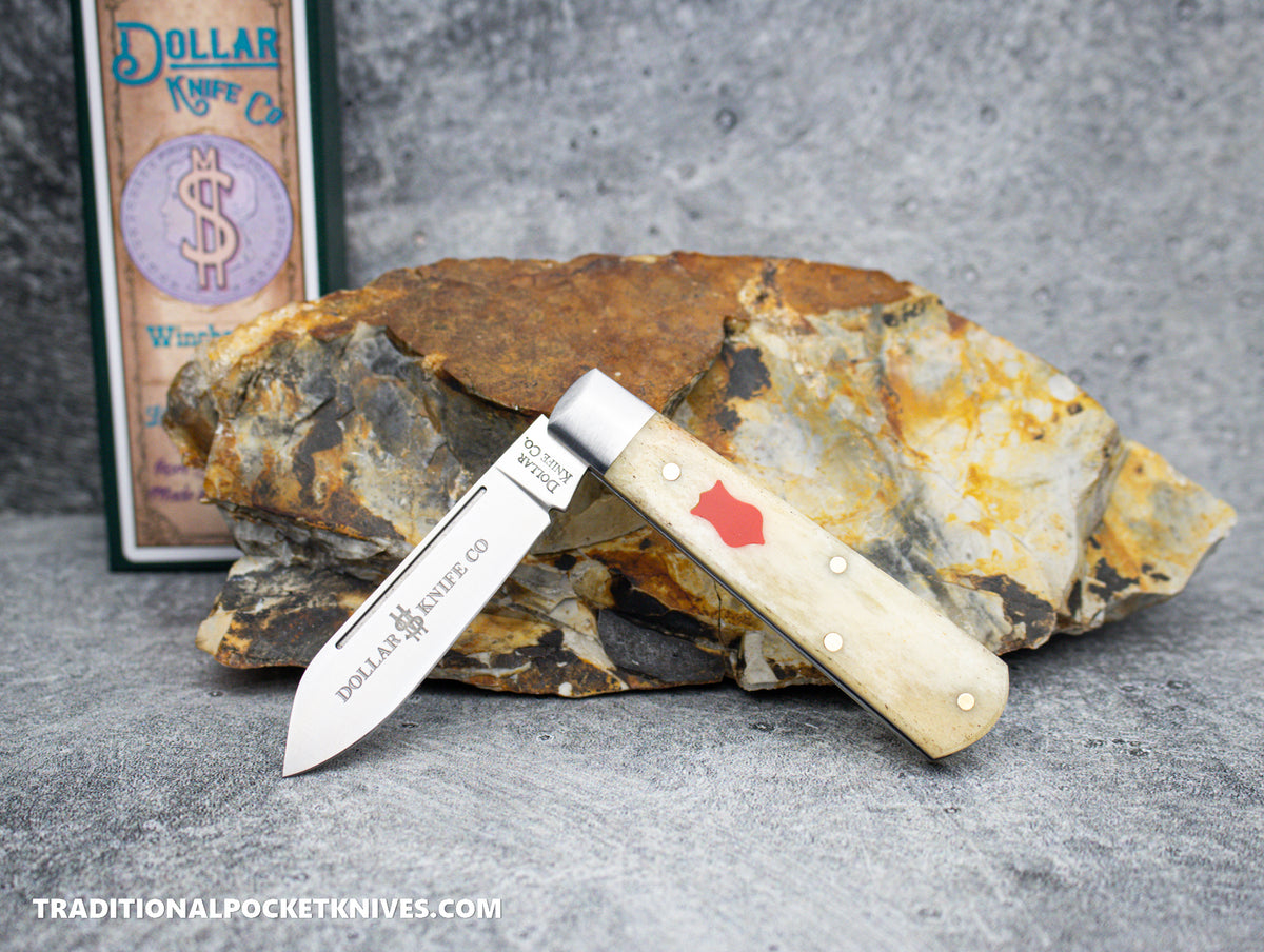 Cooper Cutlery Dollar Knife Co. Natural Worm Bone Red Shield Jack (NWB RS)
