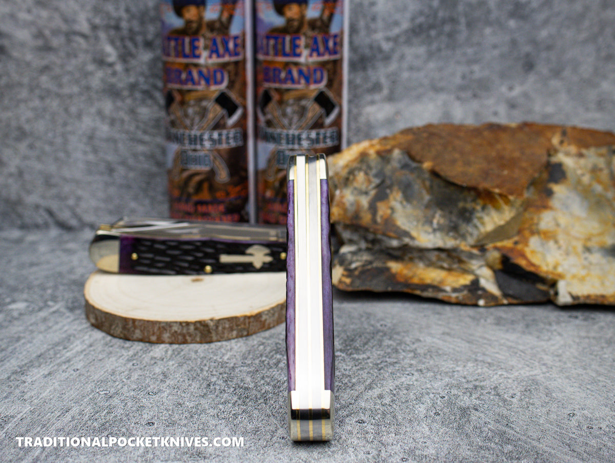 Cooper Cutlery Battle Axe Brand Purple Jigged Bone Trapper (5219PJB)