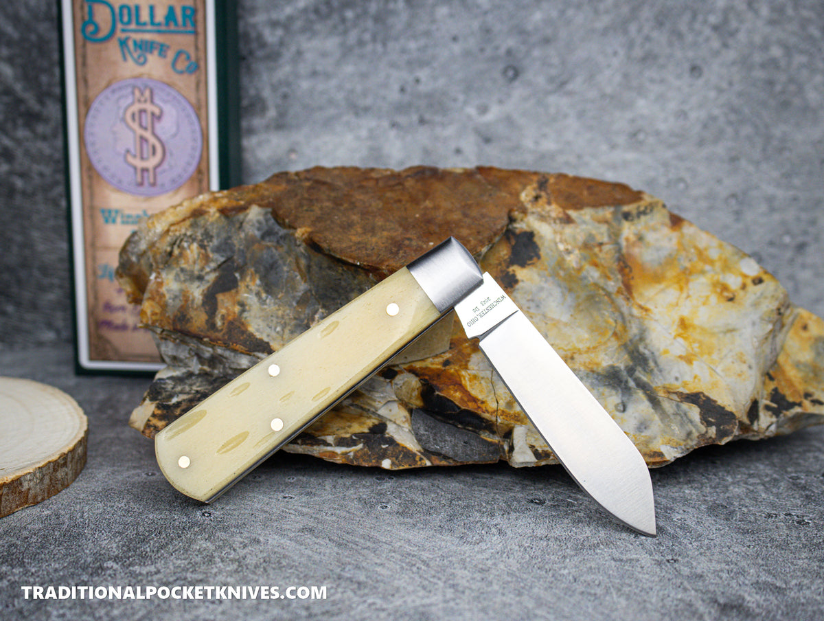 Cooper Cutlery Dollar Knife Co. Natural Worm Bone Blue Shield Jack (NWB BS)