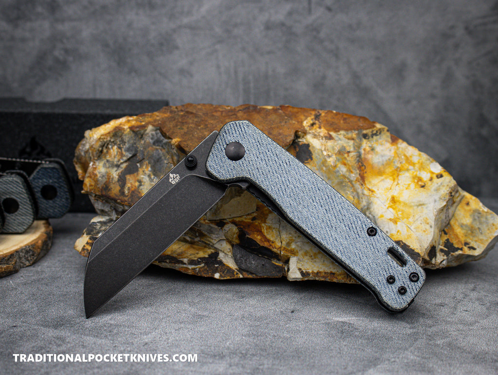 QSP Penguin Knife QS130-B2 Denim Micarta D2 Steel - C. Risner Cutlery LLC