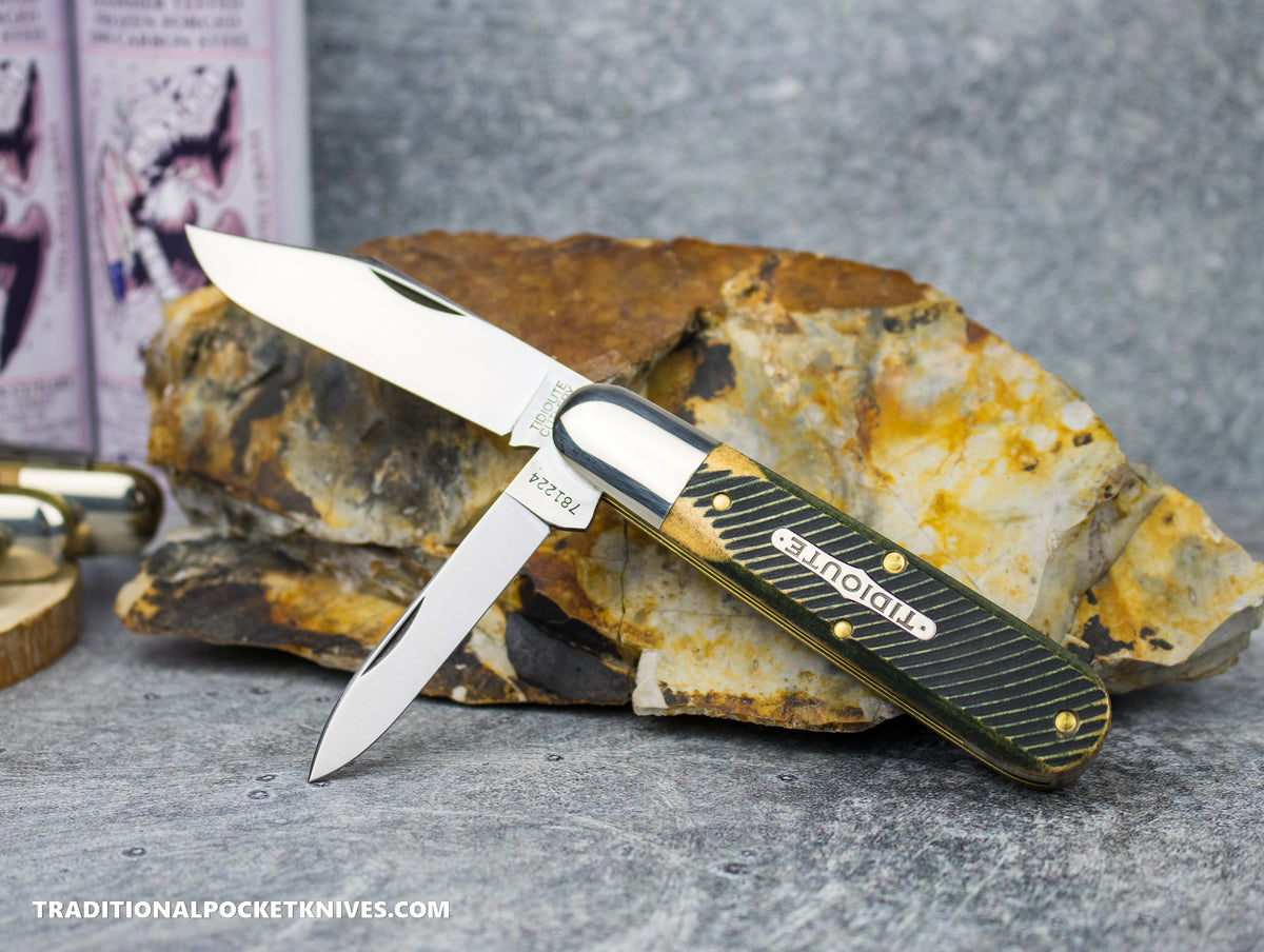 Great Eastern Cutlery #781224 Tidioute Cutlery Bullet End Barlow Woodland Sawcut Richlite