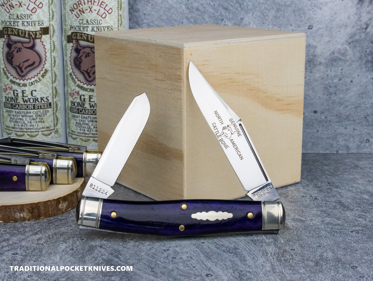 Great Eastern Cutlery #811224 Northfield UNXLD Boss Bull Keeper Smooth Violet Cattle Bone