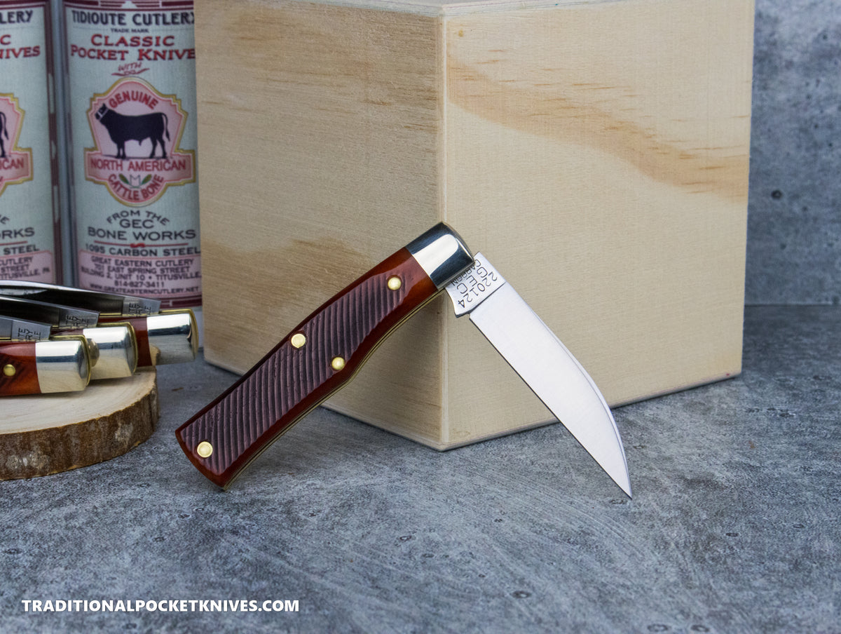 Great Eastern Cutlery #220124 Tidioute Cutlery Magnum Burnt Orange Sawcut Bone