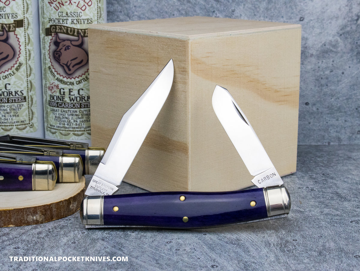 Great Eastern Cutlery #811224 Northfield UNXLD Boss Bull Keeper Smooth Violet Cattle Bone