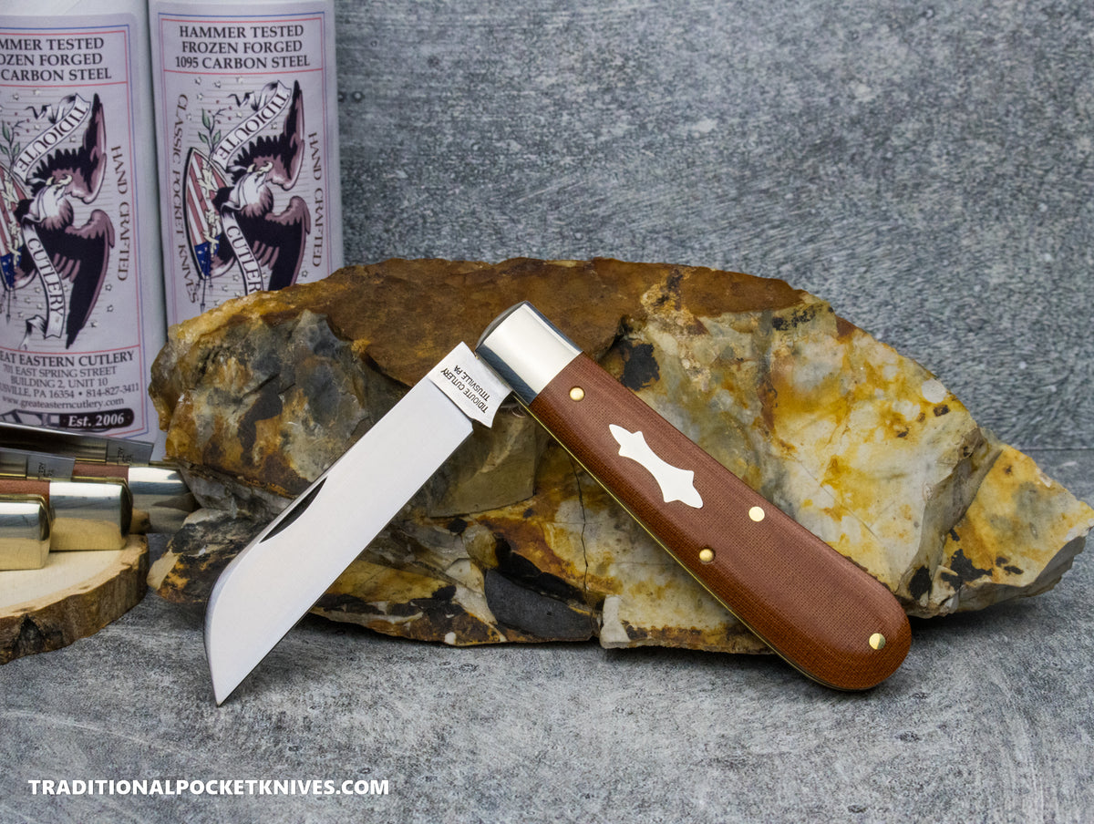 Great Eastern Cutlery #933124 Tidioute Cutlery Ram Foot Natural Linen Micarta