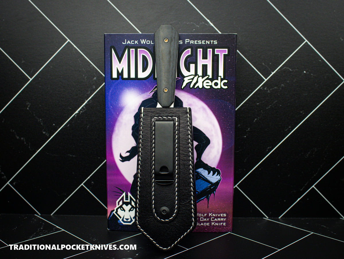 Jack Wolf Knives Midnight FIXedc Black Linen Micarta Stonewash