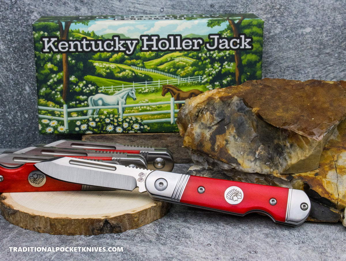 Kentucky Holler Jack: C. Risner Indian Head Red Smooth Bone - Spearpoint 154CM