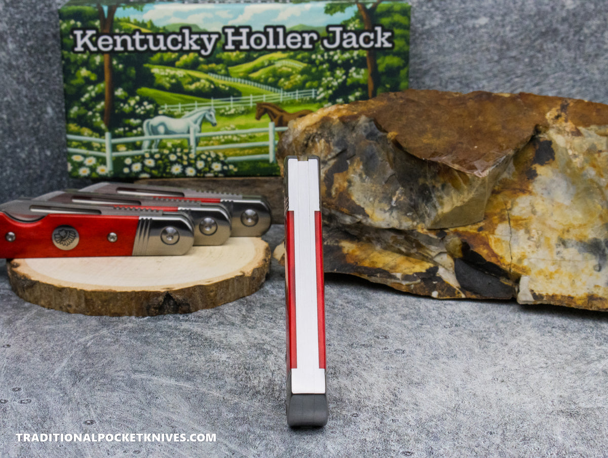 Kentucky Holler Jack: C. Risner Indian Head Red Smooth Bone - Spearpoint 154CM