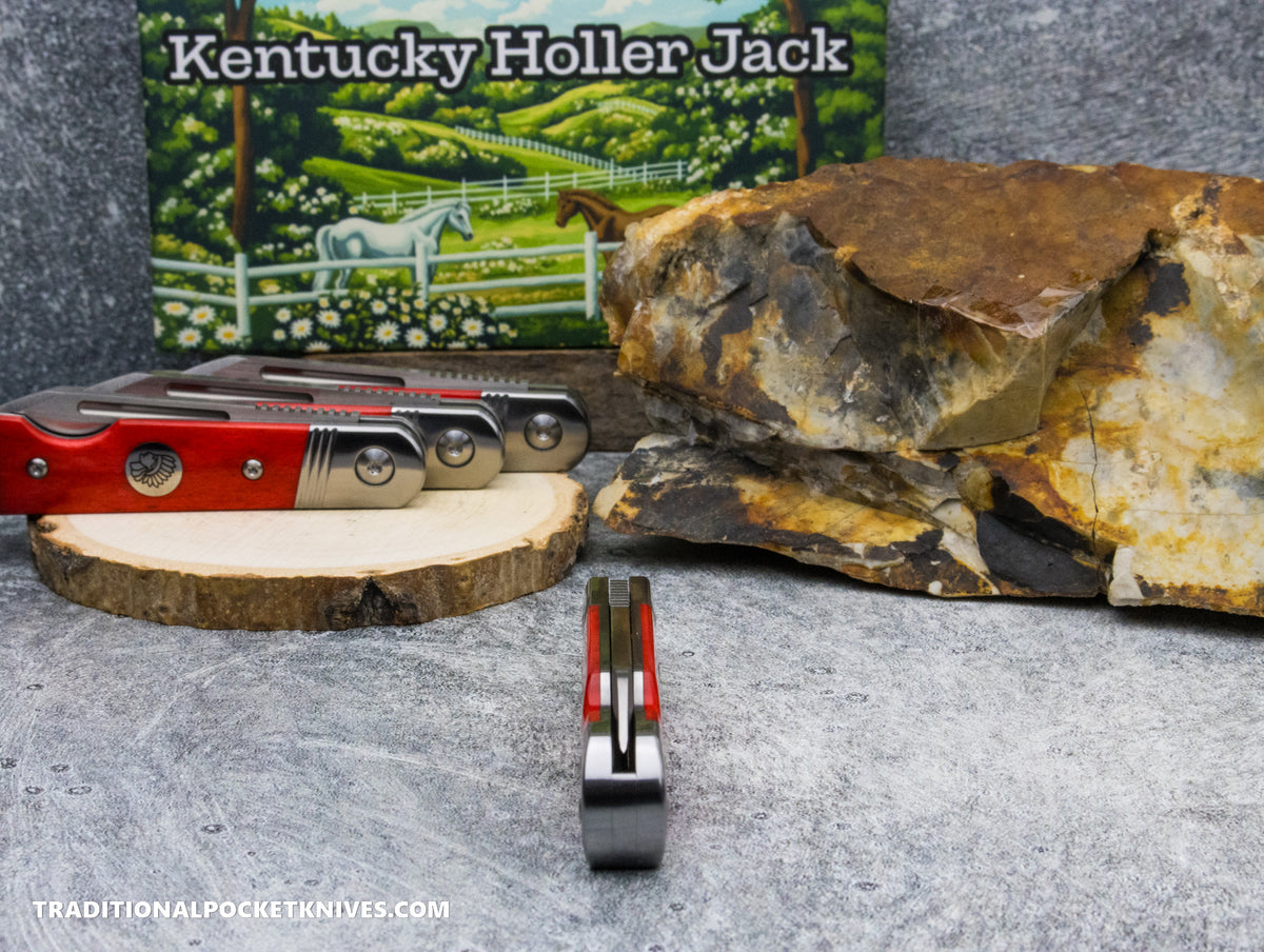 Kentucky Holler Jack: C. Risner Indian Head Red Smooth Bone - Spearpoint 154CM