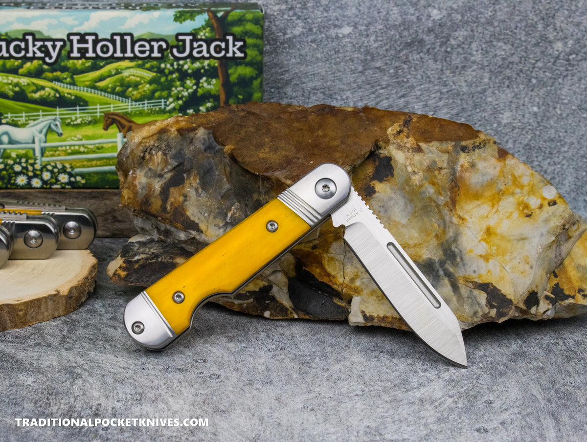 Kentucky Holler Jack: Yellow Smooth Bone - Spearpoint 154CM