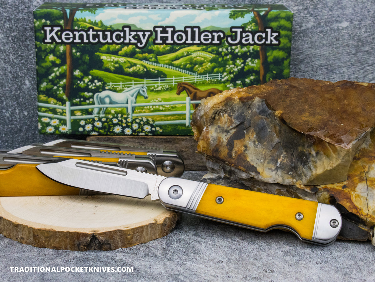 Kentucky Holler Jack: Yellow Smooth Bone - Spearpoint 154CM