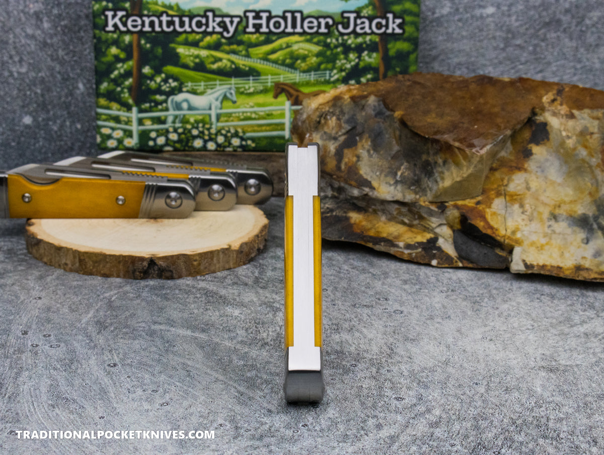 Kentucky Holler Jack: Yellow Smooth Bone - Spearpoint 154CM