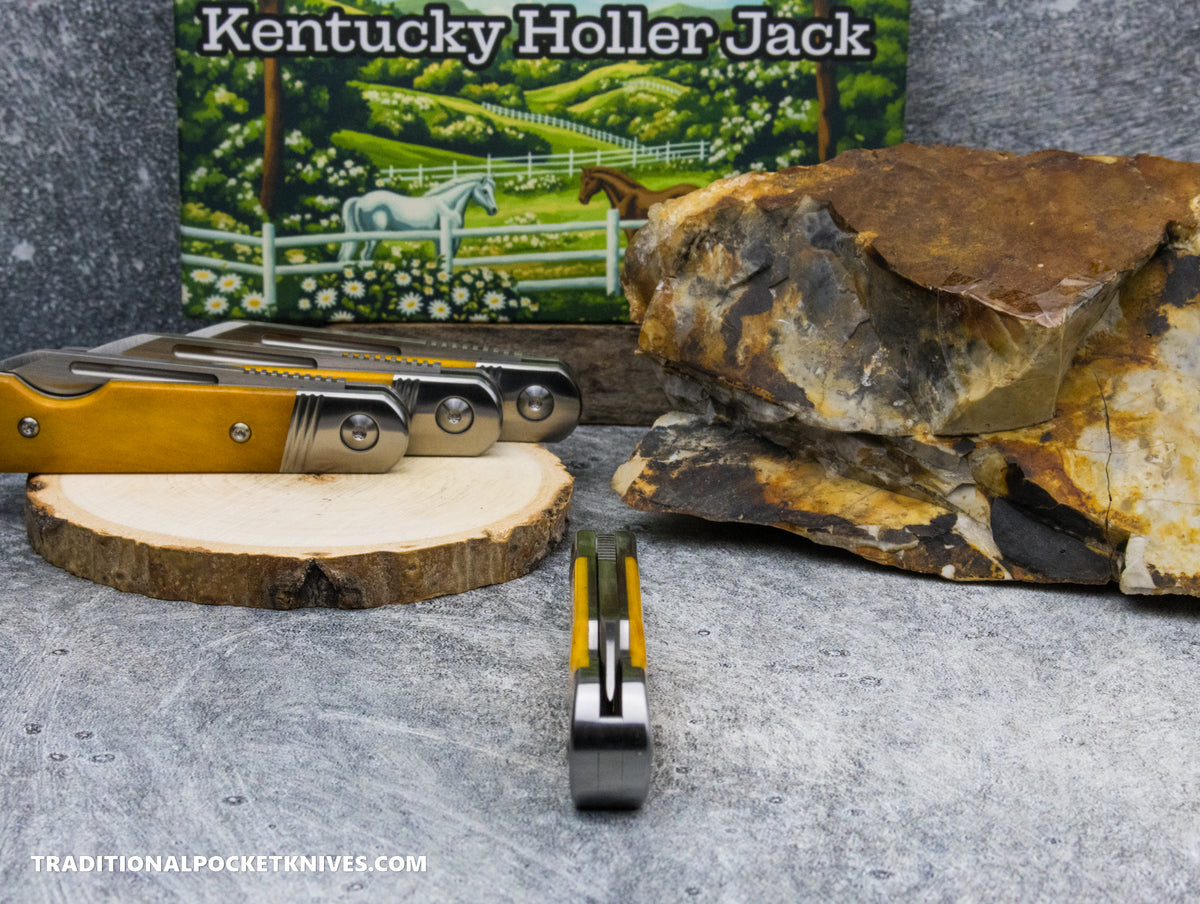 Kentucky Holler Jack: Yellow Smooth Bone - Spearpoint 154CM