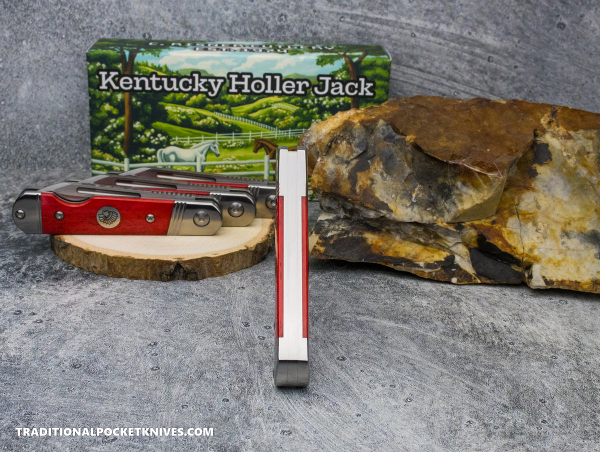 Kentucky Holler Jack: C. Risner Indian Head Smooth Red Speckled Bone - Spearpoint 154CM