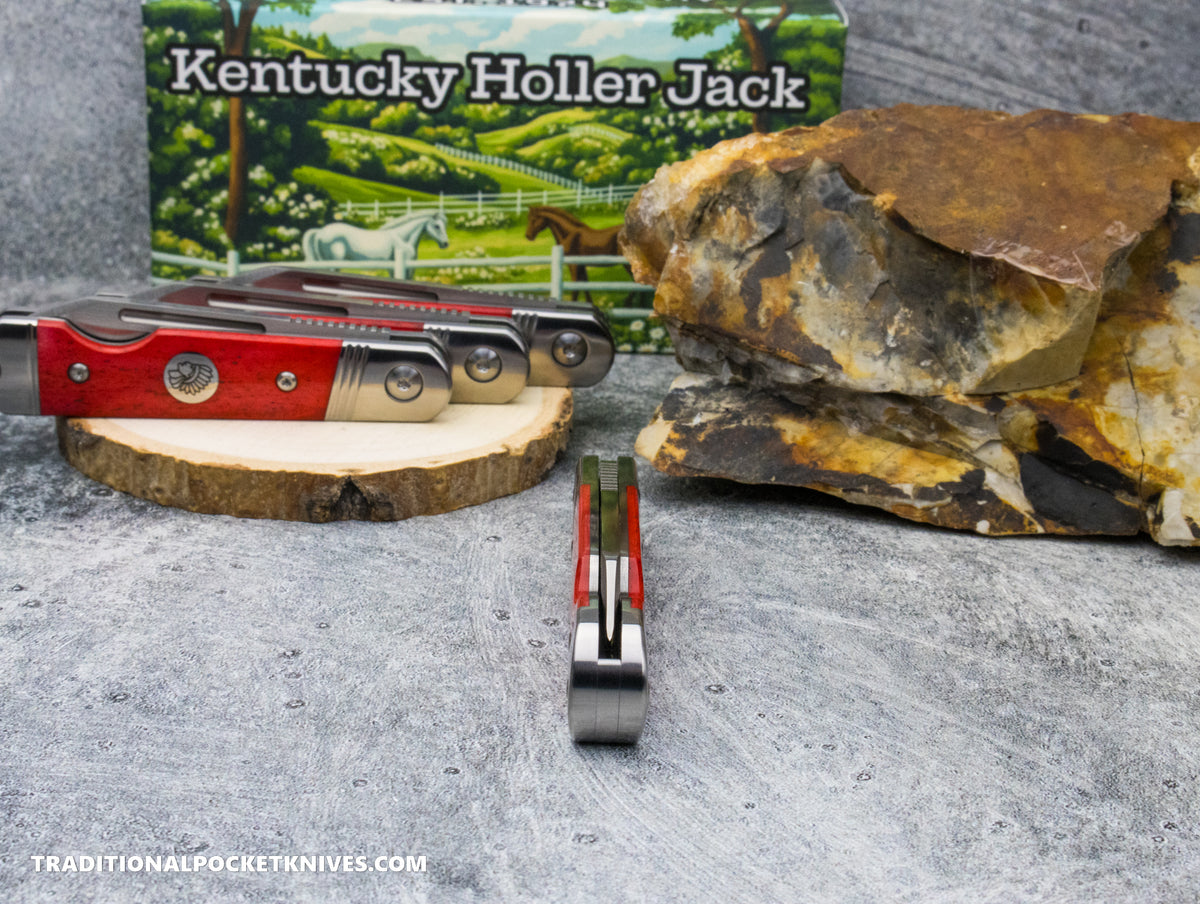 Kentucky Holler Jack: C. Risner Indian Head Smooth Red Speckled Bone - Spearpoint 154CM