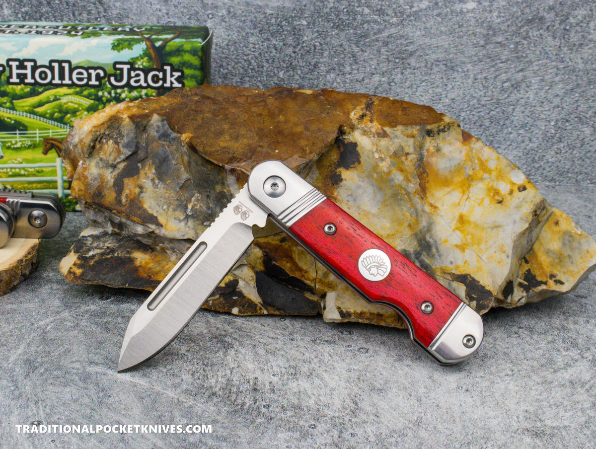 Kentucky Holler Jack: C. Risner Indian Head Smooth Red Speckled Bone - Spearpoint 154CM