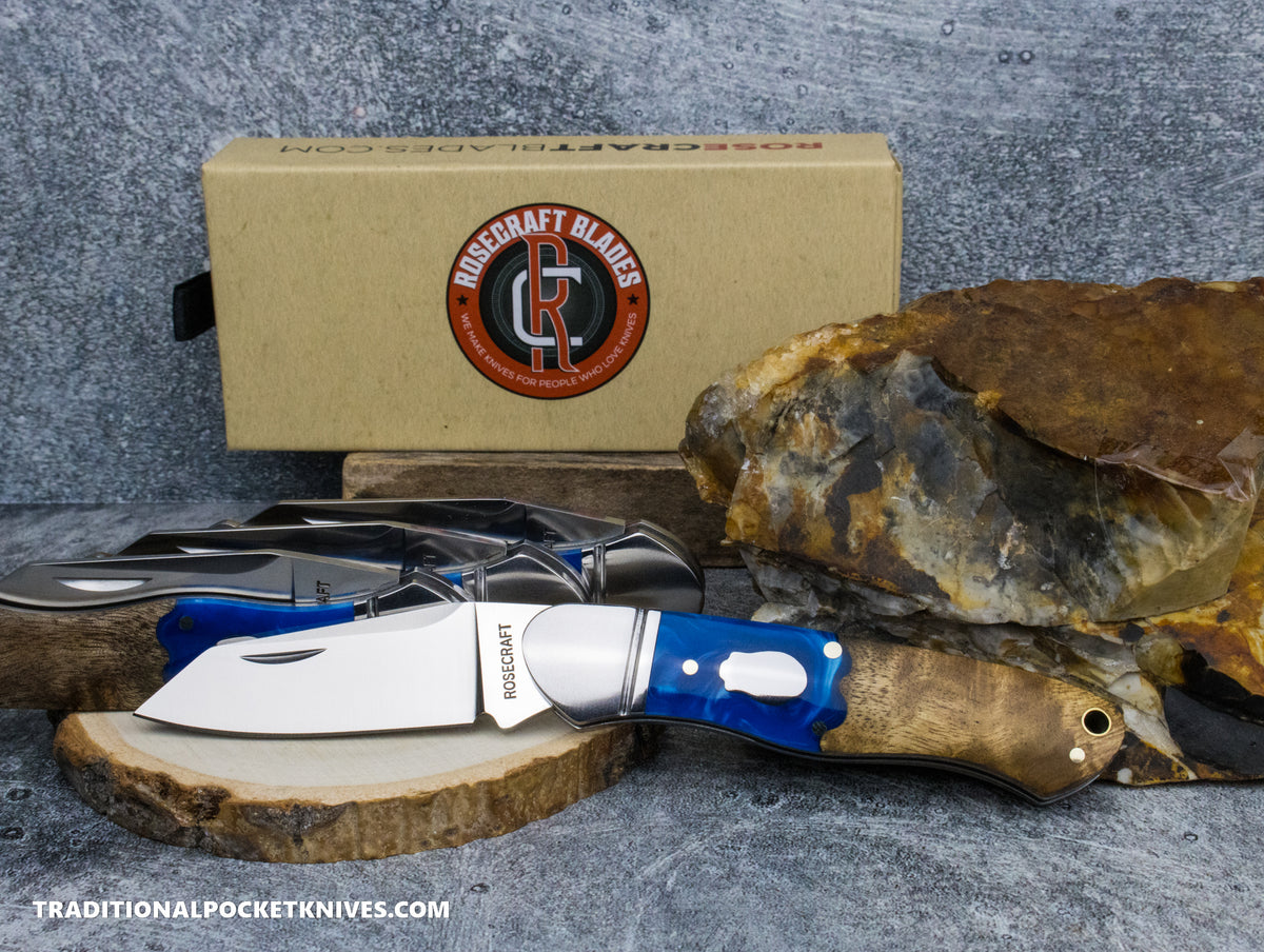 RoseCraft Blades Ocoee River Kayak Blue Resin Burl (RCT009-BW)