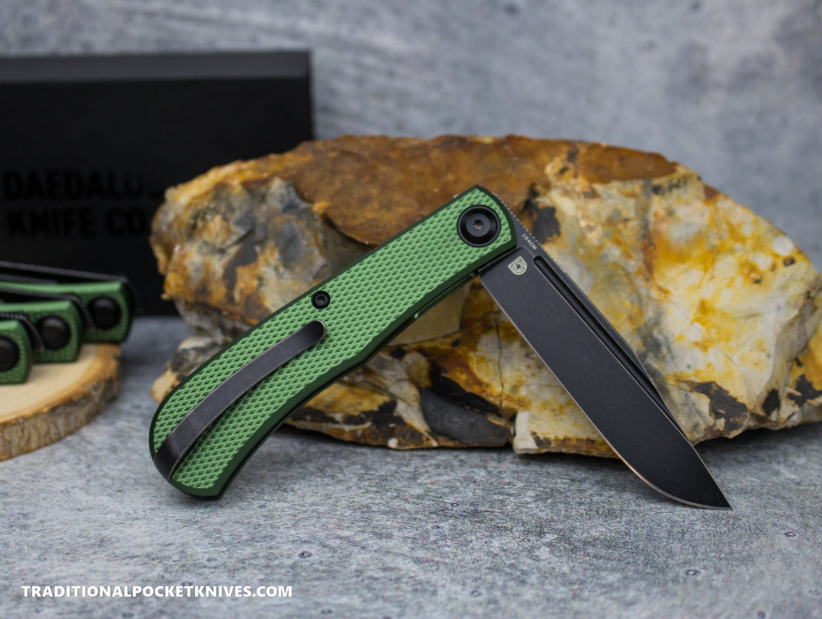 Daedalus Knife Co. &quot;The Lab&quot; Checkered Green Anodized Aluminum