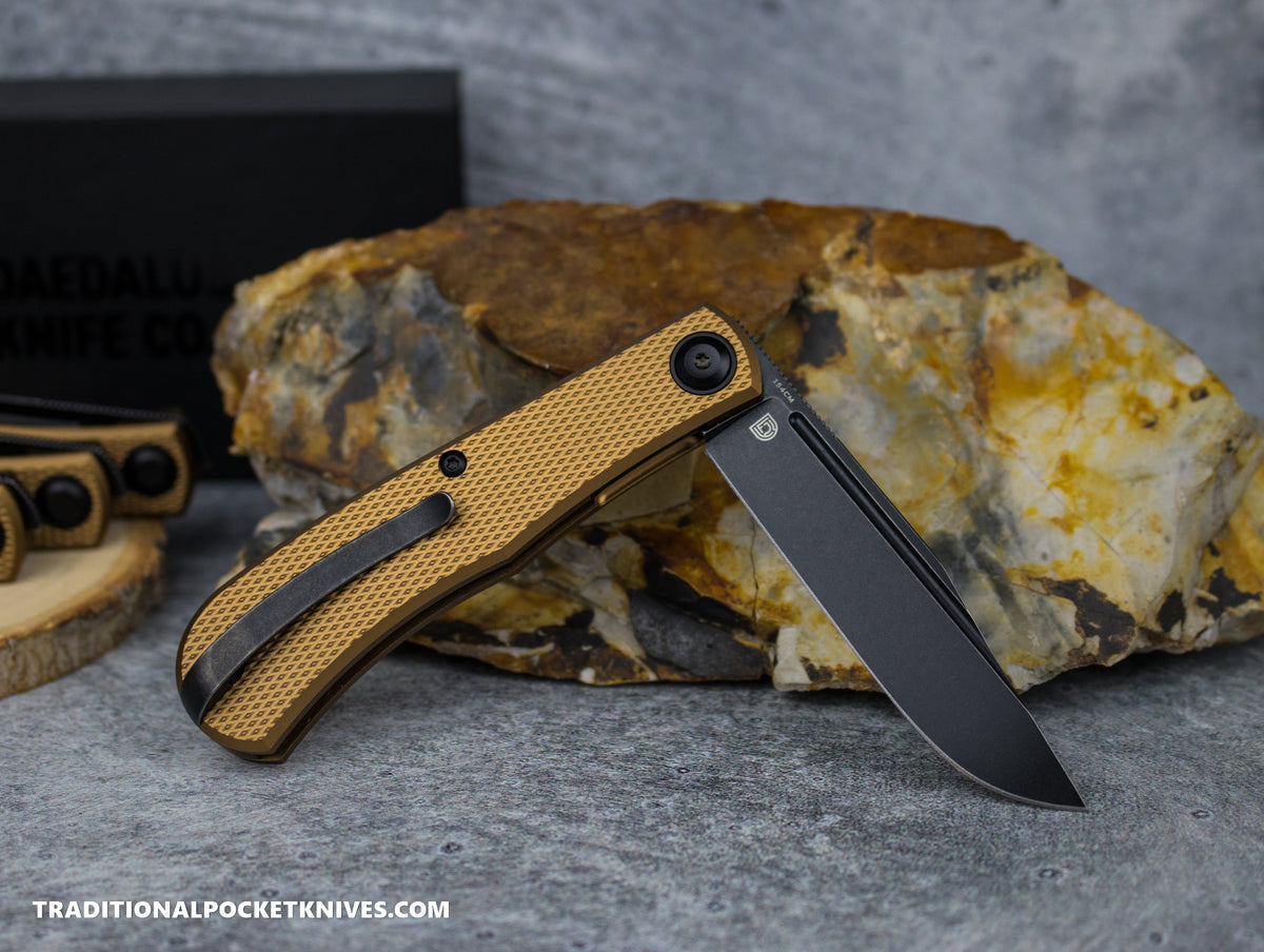 Daedalus Knife Co. &quot;The Lab&quot; Checkered Bronze Anodized Aluminum