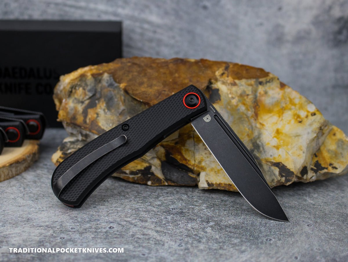 Daedalus Knife Co. &quot;The Lab&quot; Checkered Black Anodized Aluminum