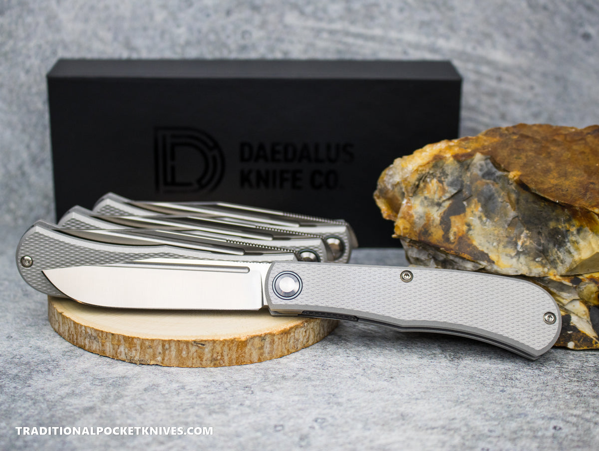 Daedalus Knife Co. &quot;The Lab&quot; Blasted and Tumbled Checkered Gray Aluminum
