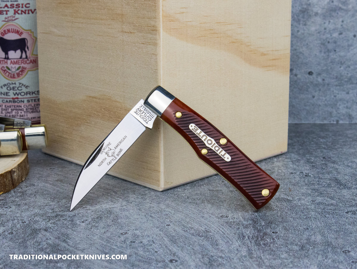 Great Eastern Cutlery #220124 Tidioute Cutlery Magnum Burnt Orange Sawcut Bone