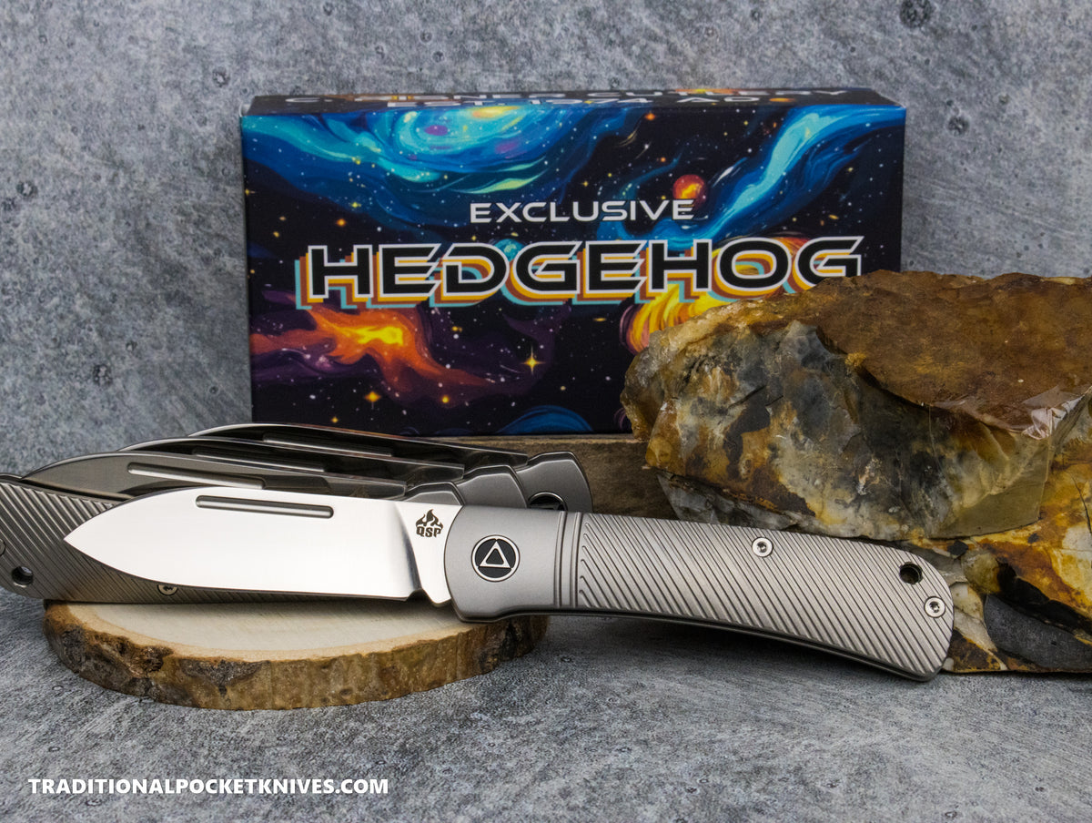 QSP Exclusive Hedgehog Knife QS142SP: Sawcut Titanium S90V Spearpoint