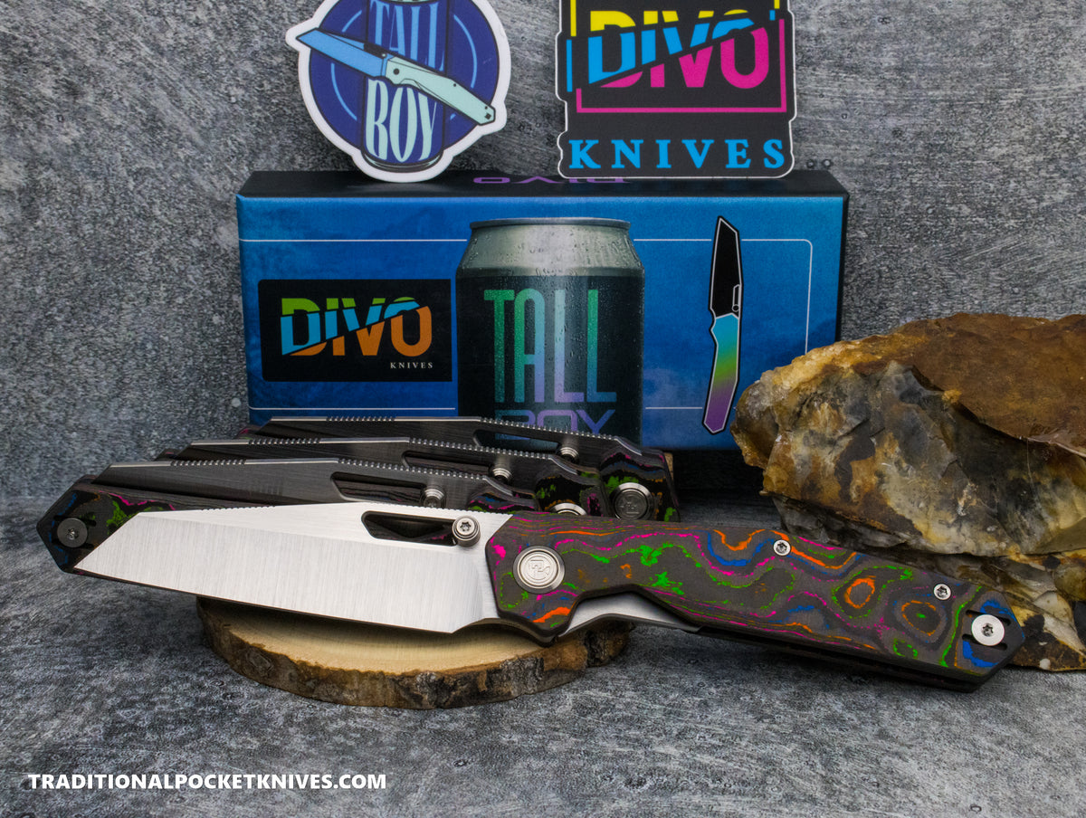 Divo Knives Exclusive Tall Boy Smooth CamoCarbon 80&#39;s S90V Satin