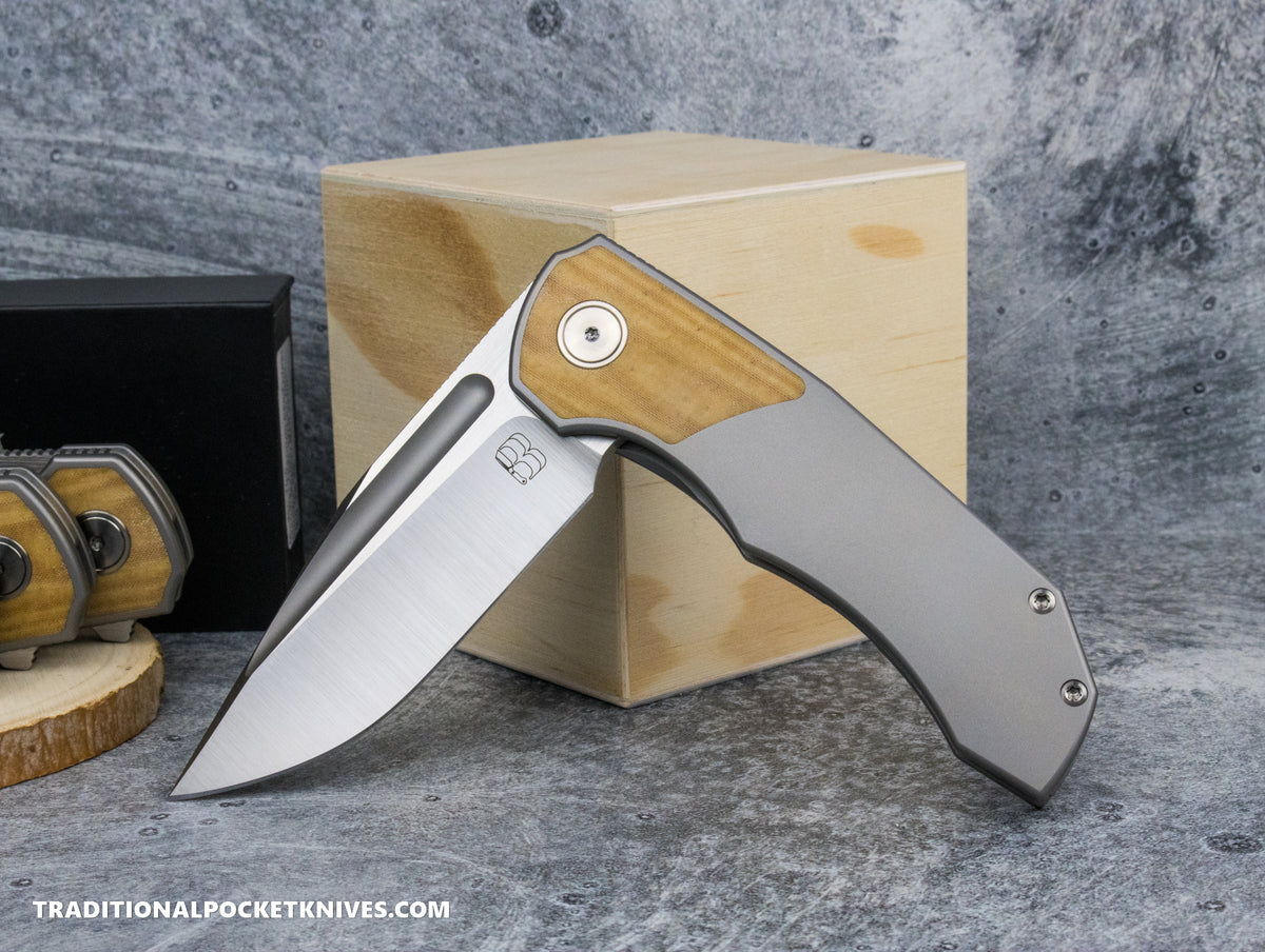 BergBlades Tick Natural White Linen Micarta Beadblast/Satin