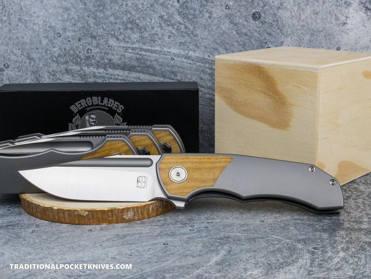 BergBlades Tick Natural White Linen Micarta Beadblast/Satin