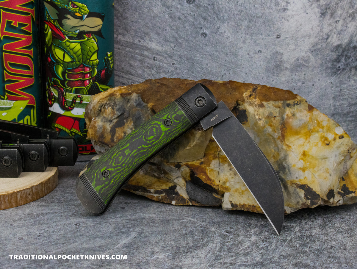 Jack Wolf Knives Venom Jack CamoCarbon Toxic Green Blackwash