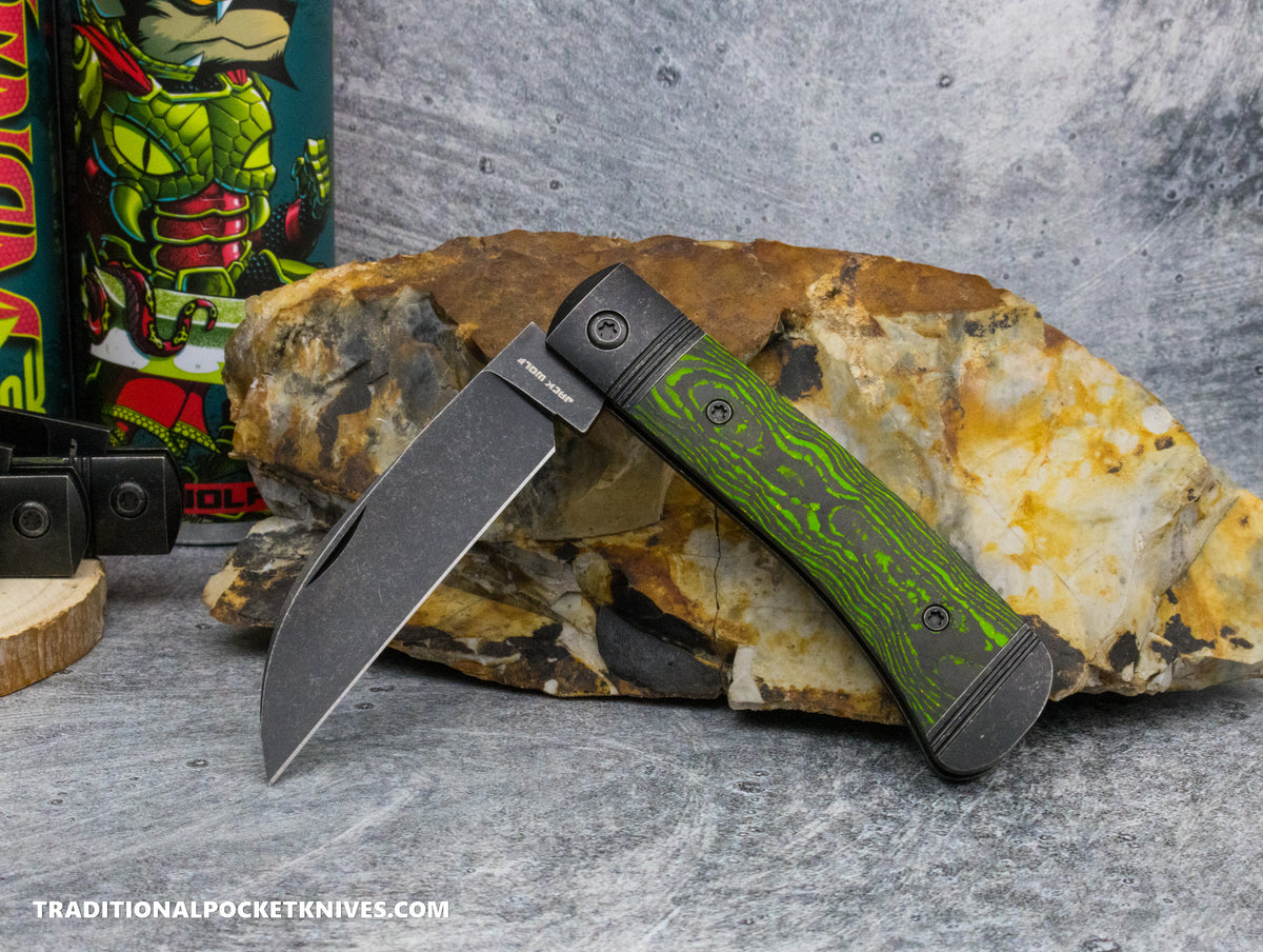 Jack Wolf Knives Venom Jack CamoCarbon Toxic Green Blackwash