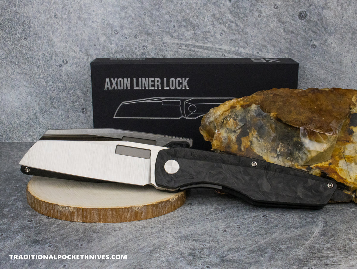 Vero Engineering: Axon Liner Lock - Marbled Carbon Fiber M390 Belt Satin