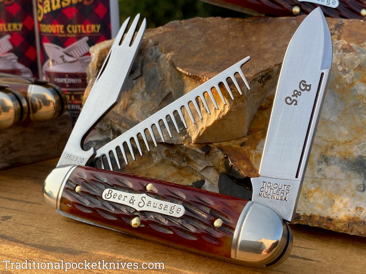 Great Eastern Cutlery #352320 Tidioute Cutlery Beer&amp;Sausage Bar Tool Knife Autumn Leaf Jigged Bone