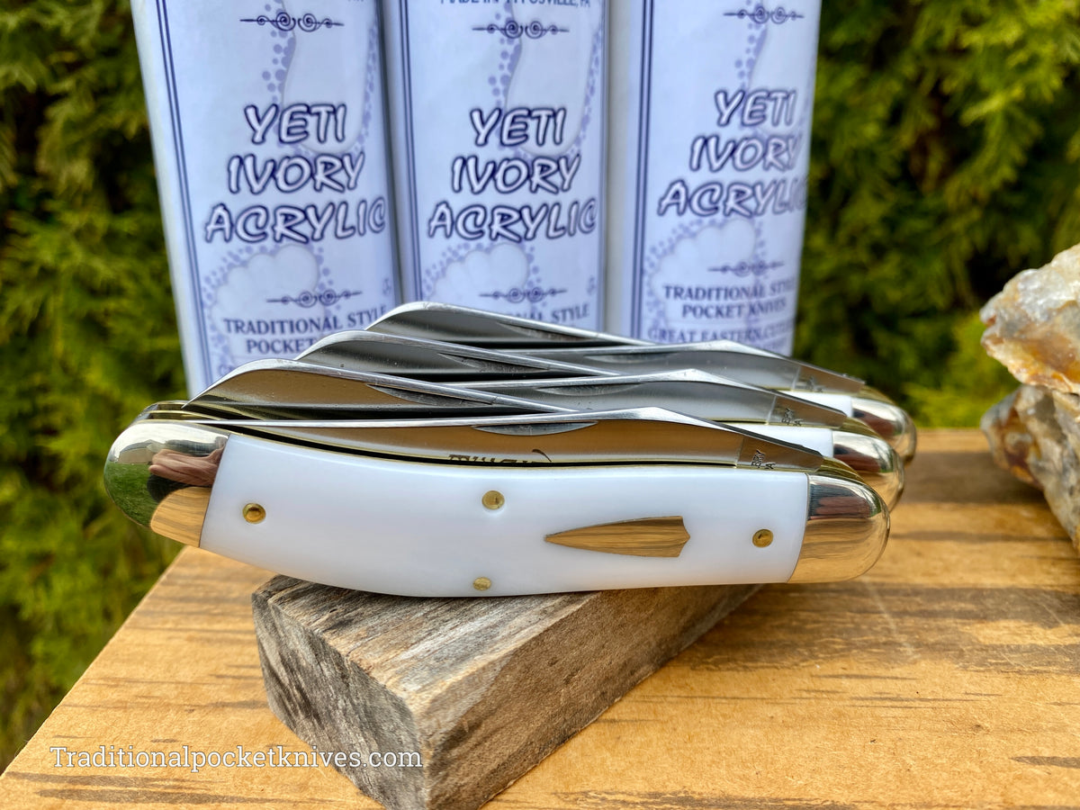 Great Eastern Cutlery #888222 Tidioute Cutlery Bayou Trapper Yeti Ivory Acrylic