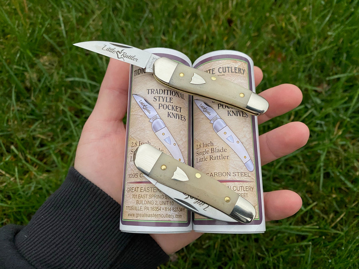 Great Eastern Cutlery #190120 Tidioute Cutlery Little Rattler Smooth White Bone