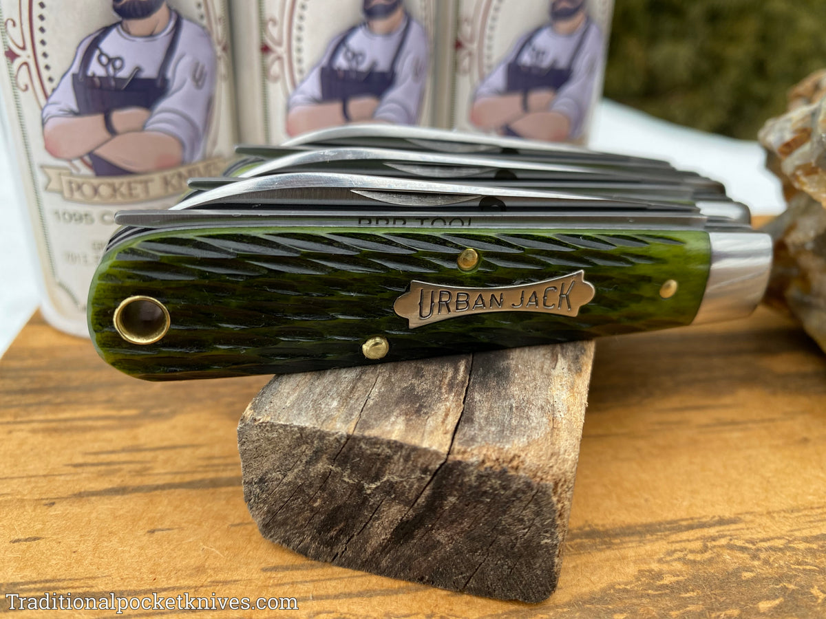 Great Eastern Cutlery #152221 Tidioute Cutlery Urban Jack Spring Green Jigged Bone