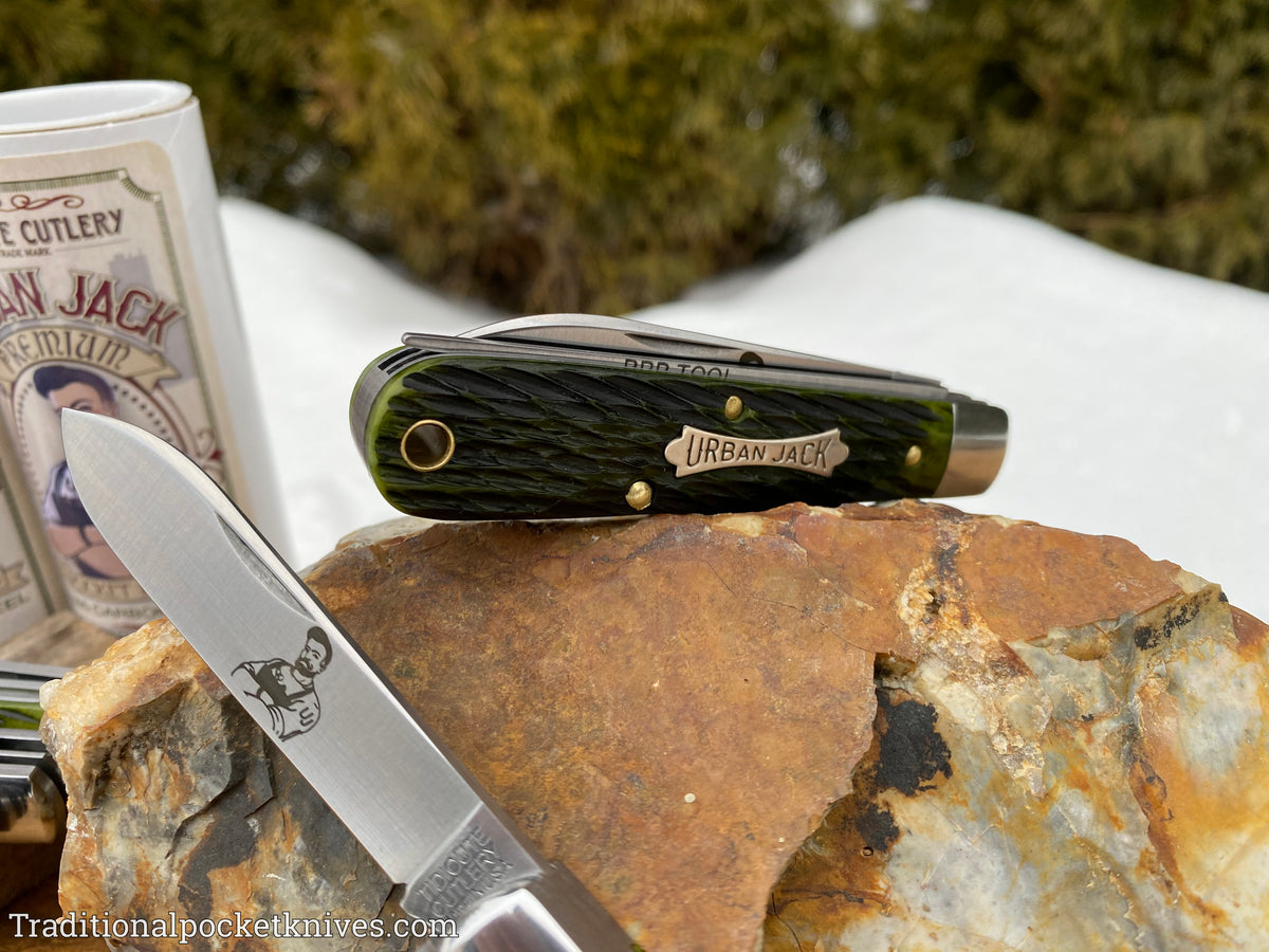 Great Eastern Cutlery #152221 Tidioute Cutlery Urban Jack Spring Green Jigged Bone