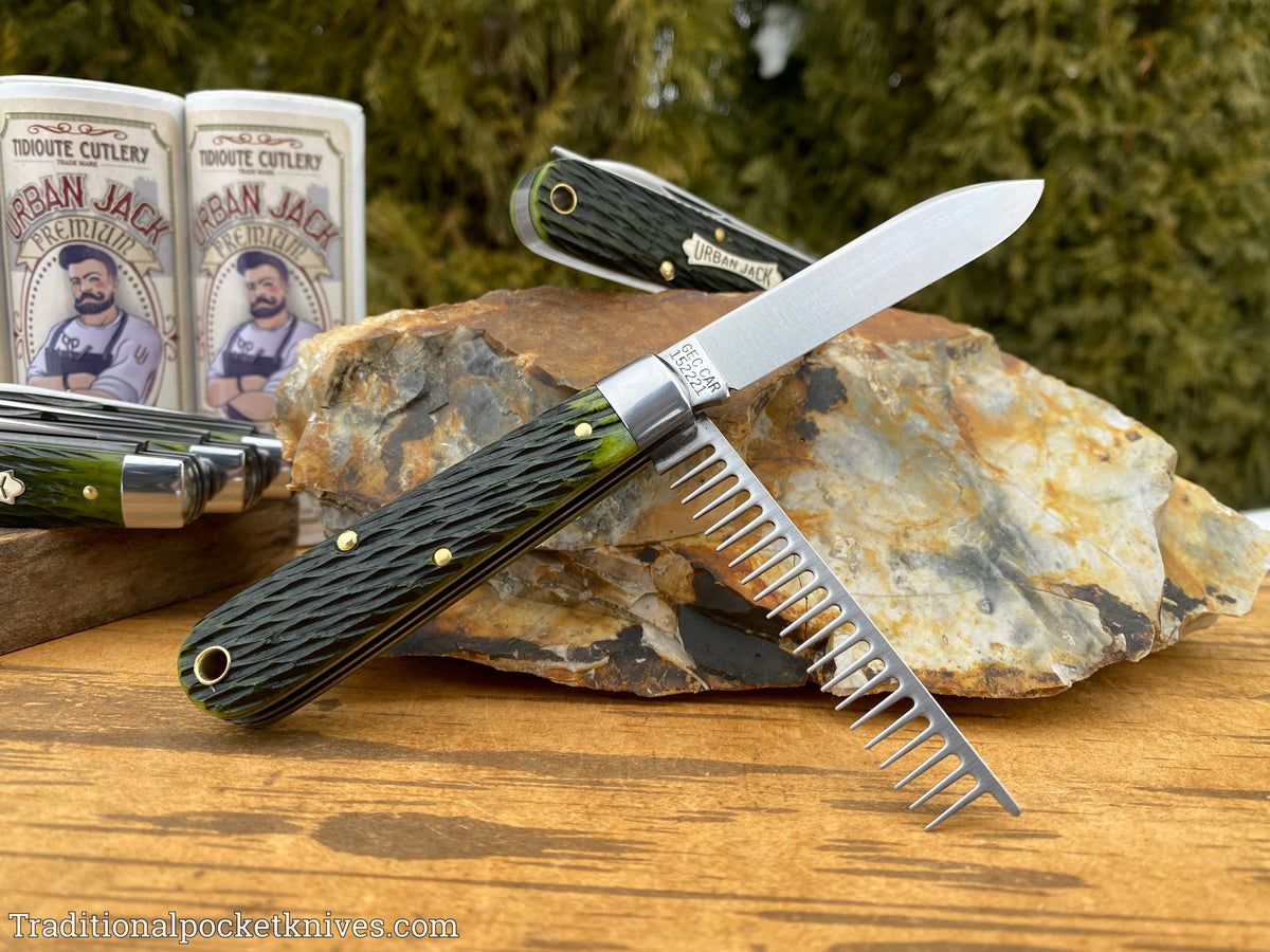 Great Eastern Cutlery #152221 Tidioute Cutlery Urban Jack Spring Green Jigged Bone